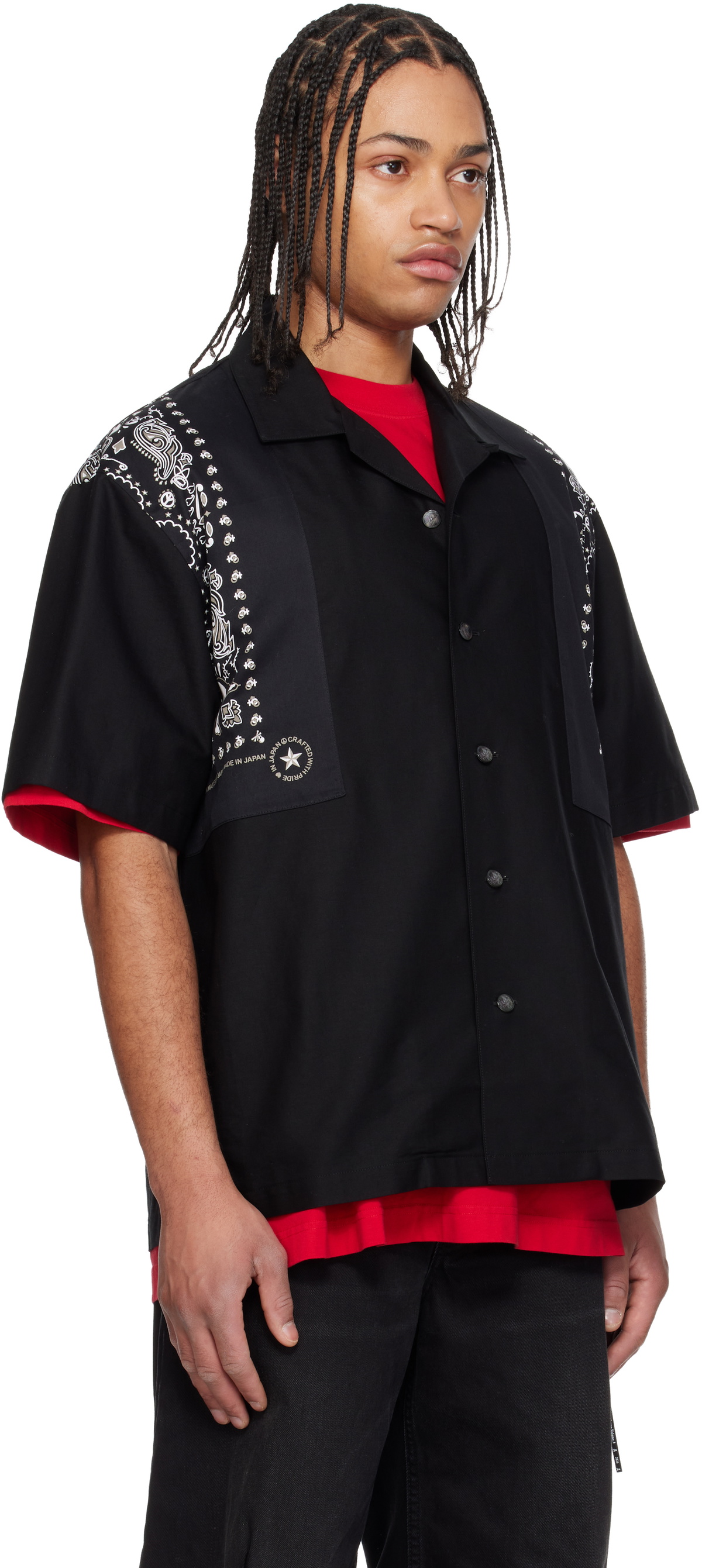mastermind JAPAN Black Bandana Short Sleeve Shirt