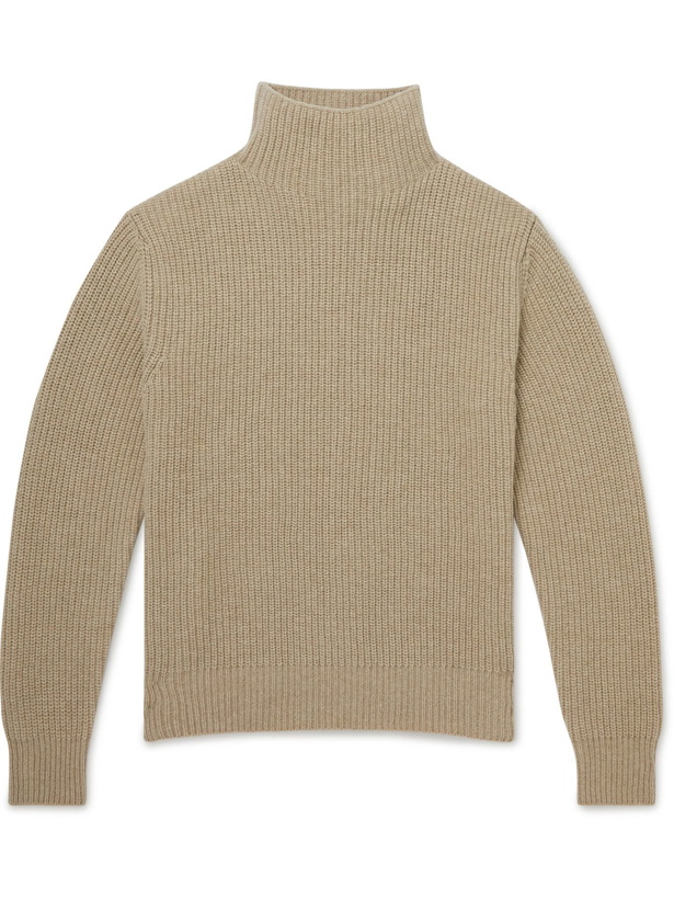 Photo: Mr P. - Stand-Collar Ribbed Virgin Wool Sweater - Neutrals