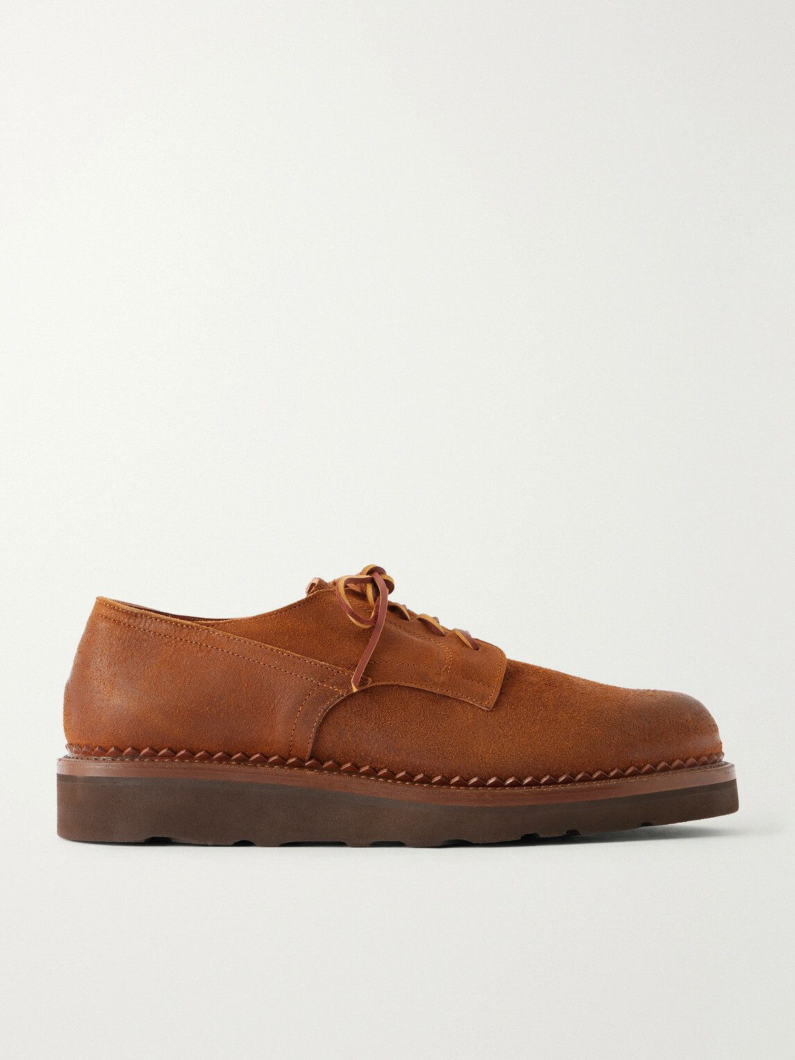 Yuketen - Waxed Suede Derby Shoes - Brown