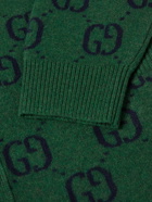 GUCCI - Logo-Jacquard Wool-Blend Cardigan - Green