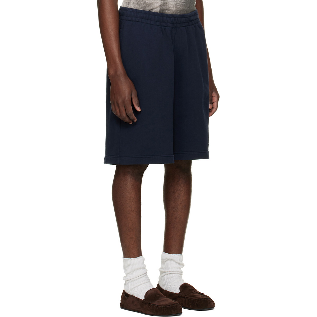 Acne Studios Navy Embroidered Logo Shorts