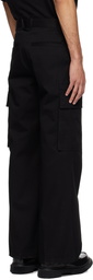 Solid Homme Black Wide-Leg Cargo Pants