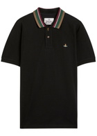 Vivienne Westwood Classic Logo Piqué Cotton Polo Shirt Black