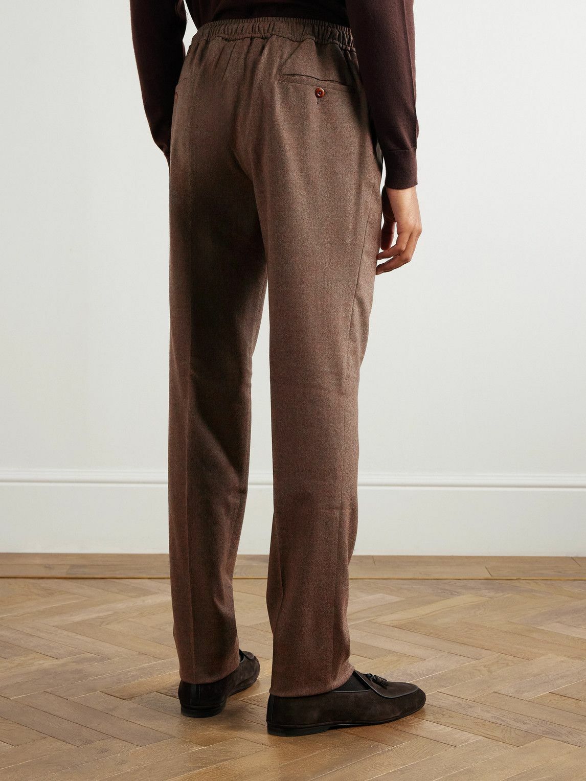 Rubinacci - Leisure Straight-Leg Pleated Wool-Flannel Trousers - Brown