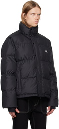 Courrèges Black Embroidered Logo Puffer Jacket
