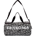 Balenciaga Black and White Logo Wave Gym Bag