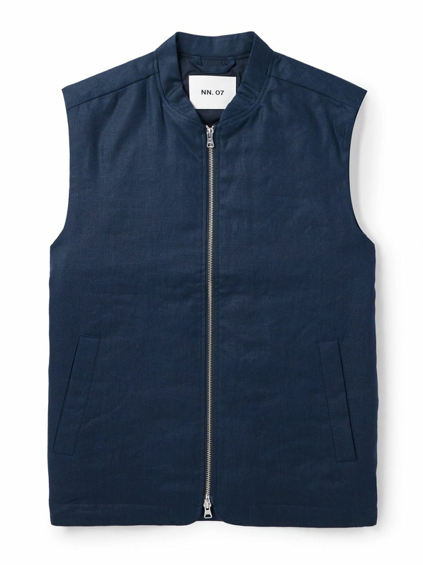Photo: NN07 - Cafu 1454 Padded Linen Gilet - Blue