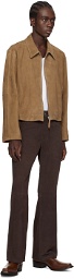 Second/Layer Brown Patch Leather Trousers