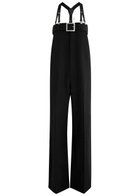 Jean Paul Gaultier Belted Straight-leg Wool Jumpsuit Black