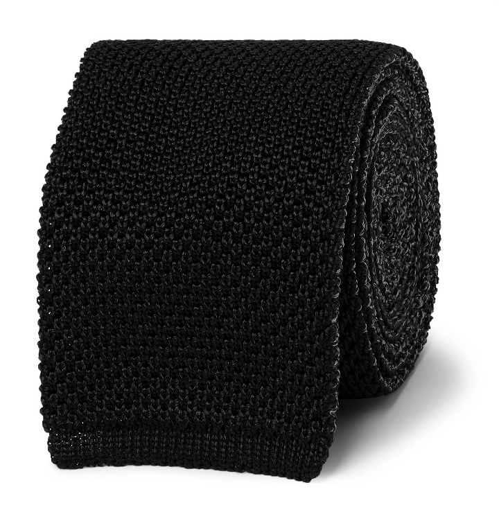 Photo: Brioni - 6mm Reversible Knitted Silk Tie - Black