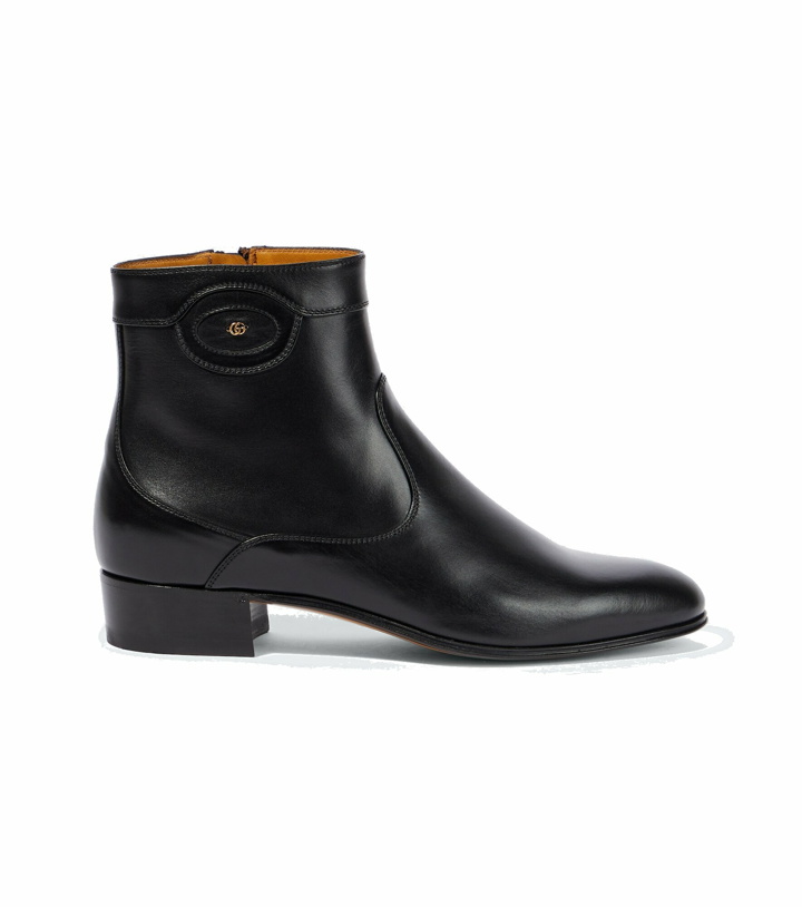 Photo: Gucci - Double G leather ankle boots