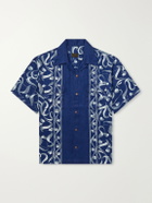 KAPITAL - Okura Camp-Collar Printed Linen Shirt - Blue