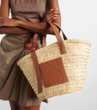 Loewe Medium leather-trimmed basket tote