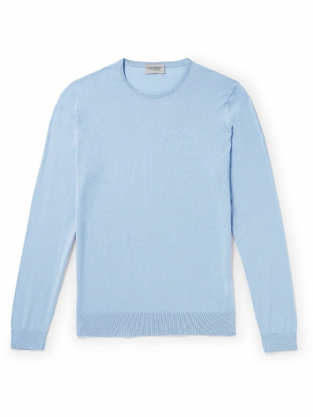 Photo: John Smedley - Hatfield Slim-Fit Sea Island Cotton Sweater - Blue
