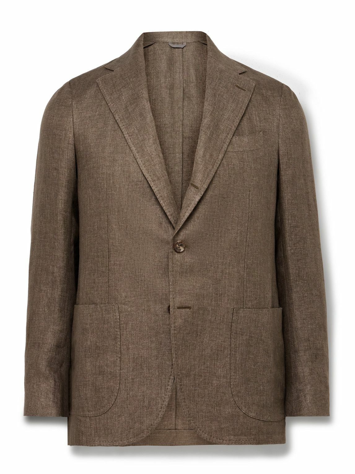 De Petrillo - Posillipo Unstructured Linen Suit Jacket - Brown De