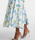 Rodarte Belted floral silk twill midi dress