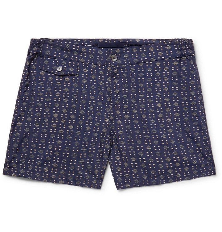 Photo: Incotex - Slim-Fit Short-Length Printed Swim Shorts - Men - Navy