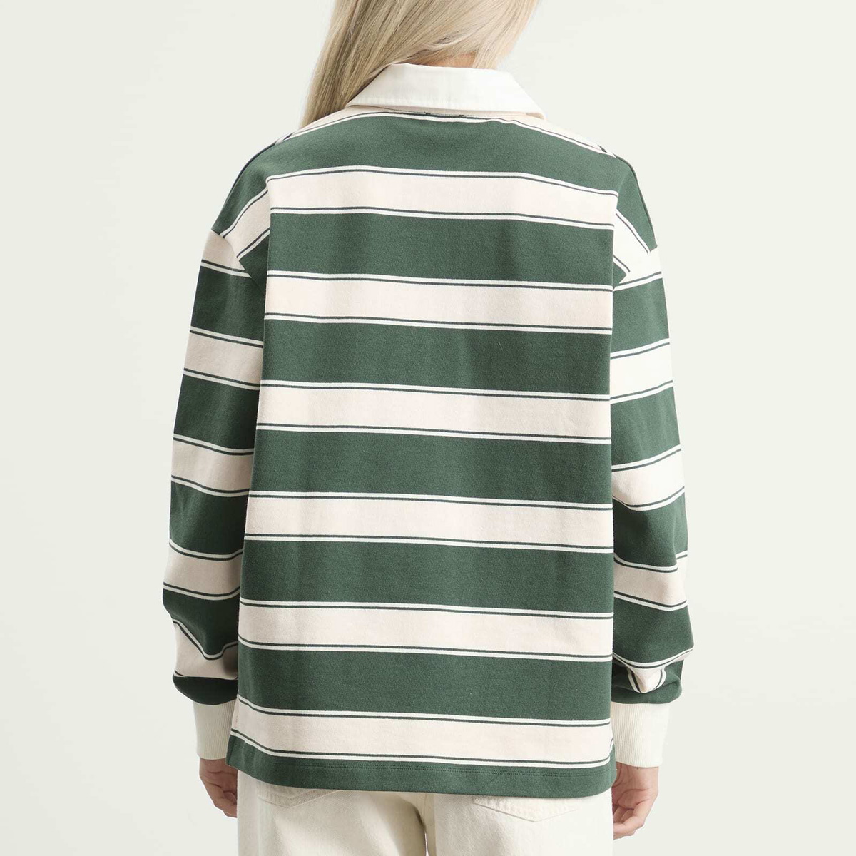 Closed Women's Stripe Rugby Top in Royal Green