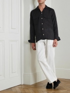 Kingsman - Drake's Convertible-Collar Linen Shirt - Black