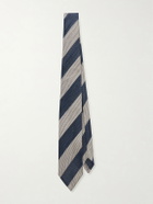 Dunhill - 9.5cm Striped Linen and Mulberry Silk-Blend Jacquard Tie