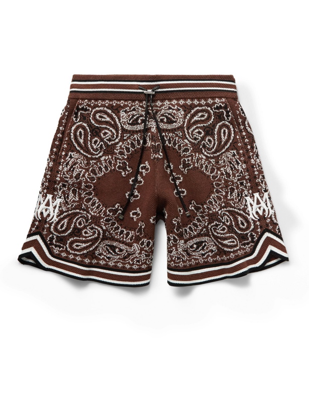 Photo: AMIRI - Bandana-Jacquard Cotton and Cashmere-Blend Drawstring Shorts - Brown
