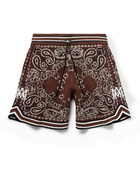 AMIRI - Bandana-Jacquard Cotton and Cashmere-Blend Drawstring Shorts - Brown