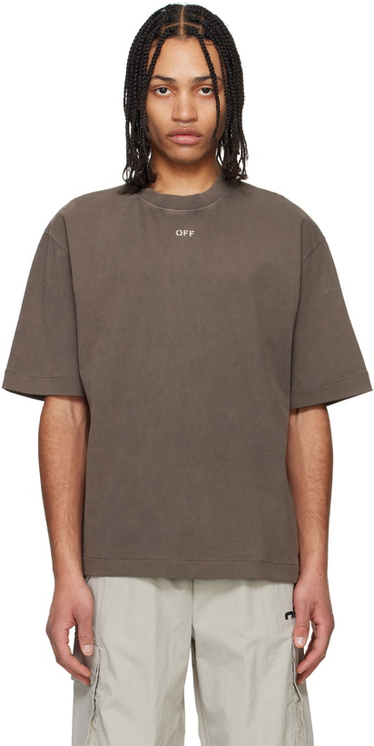 Photo: Off-White Brown Short Sleeve Martyrdom Arrow Skate T-shirt
