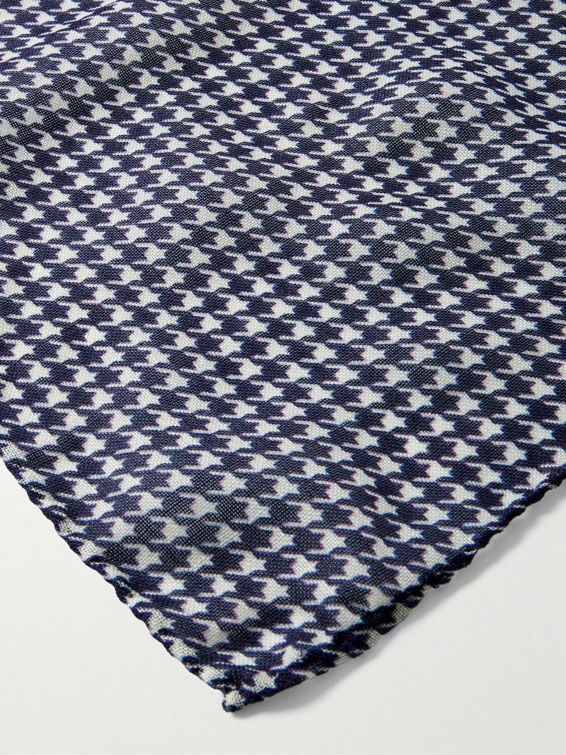 Anderson & Sheppard - Houndstooth Wool and Silk-Blend Pocket Square