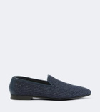 Manolo Blahnik Mario leather-trimmed raffia loafers