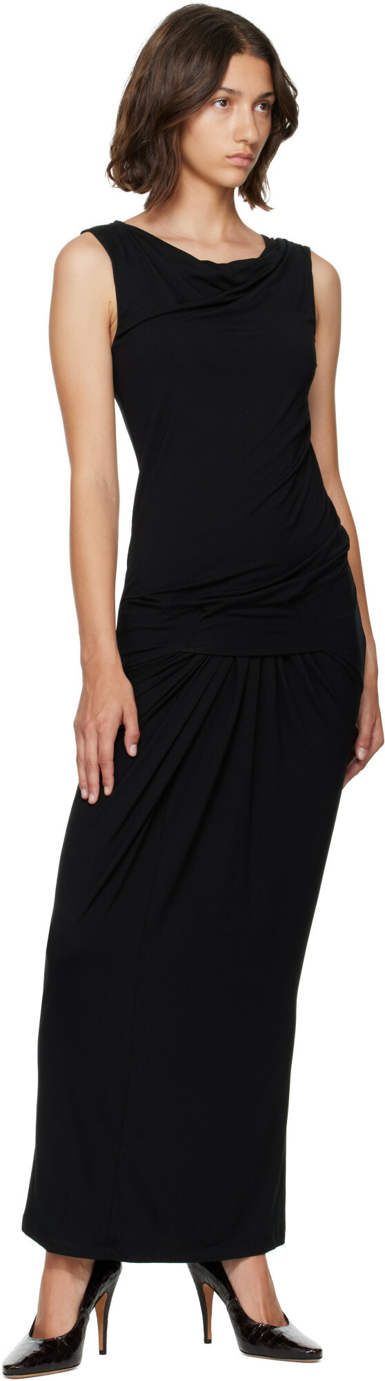 Entire Studios Black Drape Maxi Dress
