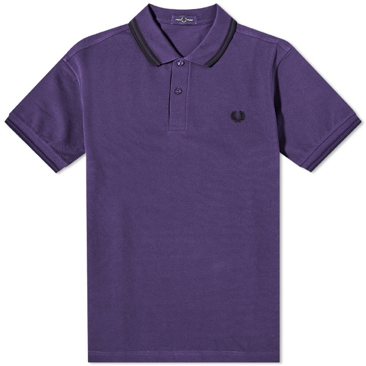 Photo: Fred Perry Authentic Men's Slim Fit Twin Tipped Polo Shirt in Purple/Black
