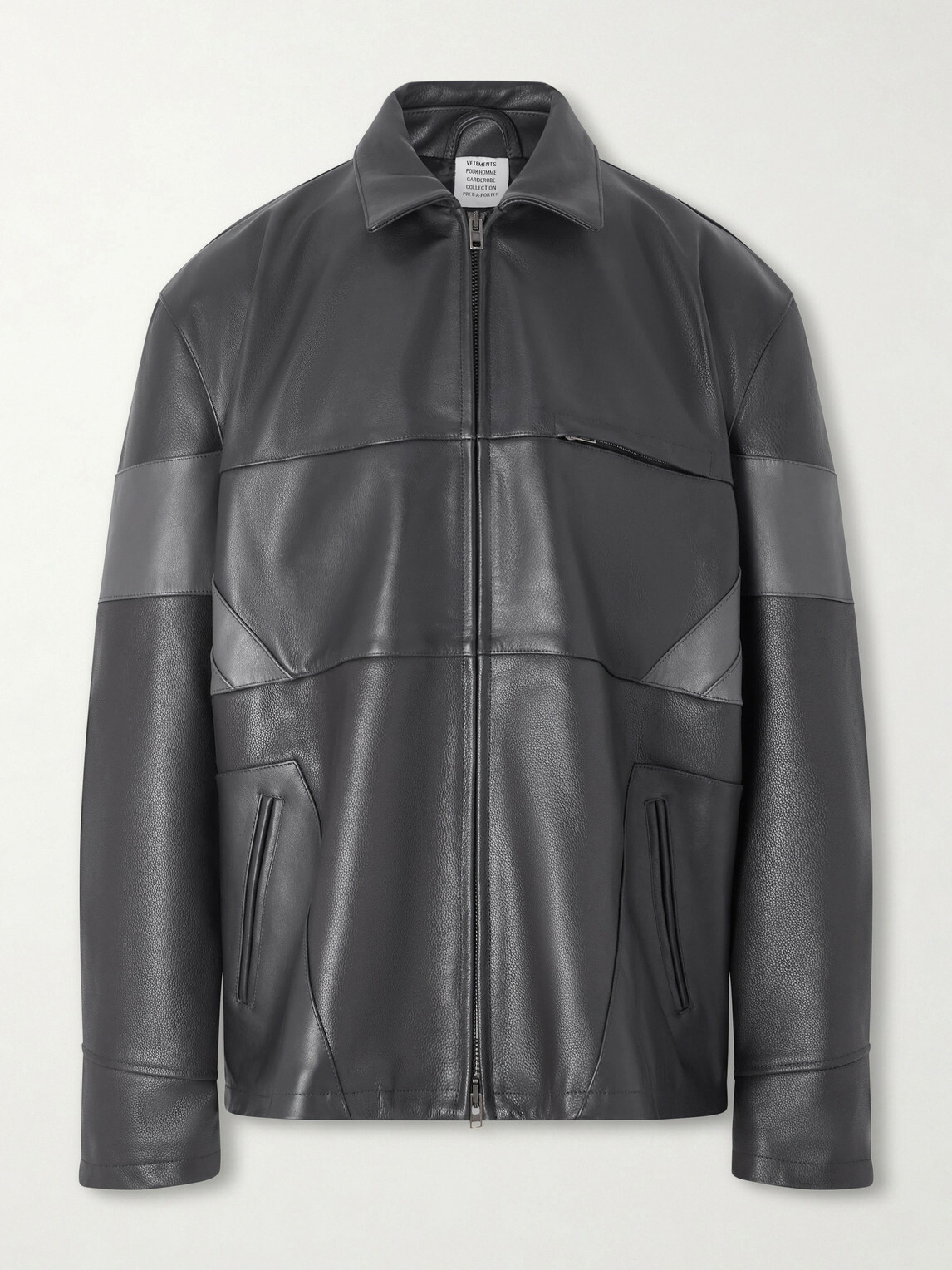 VETEMENTS - Cut-Up Oversized Patchwork Leather Jacket - Black
