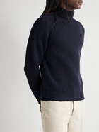 Inis Meáin - Boatbuilder Ribbed Donegal Merino Wool and Cashmere-Blend Rollneck Sweater - Blue