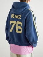 ERL - Venice Football Cropped Appliquéd Cotton-Blend Jersey Hoodie - Blue