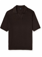 Dunhill - Ribbed Mulberry Silk and Cotton-Blend Polo Shirt - Brown