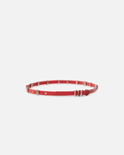 Pinko Thin Leather Belt With Metal Rings 1.5cm Red Mix Gal. Gold Nikel