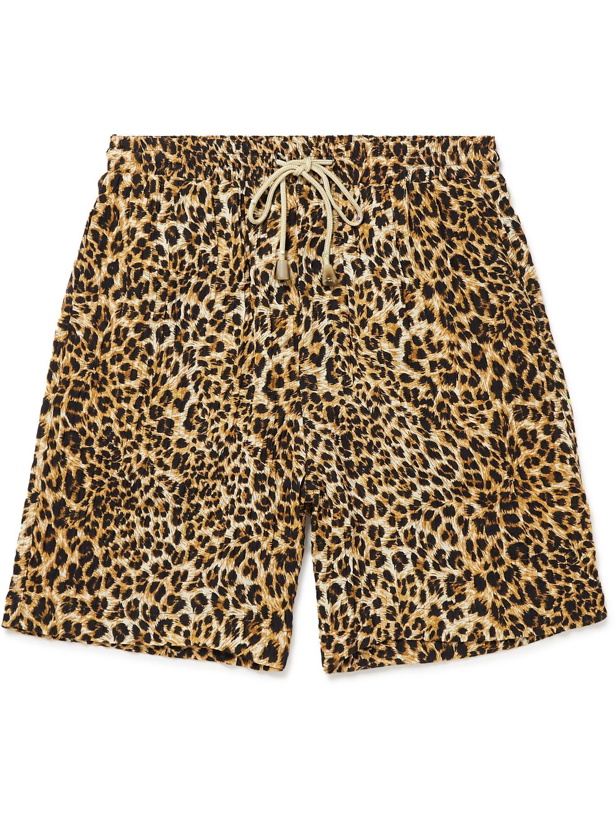 Photo: NANUSHKA - Doxxi Pleated Leopard-Print Voile Shorts - Brown