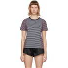 Saint Laurent Black Tie-Dye Striped Monogram T-Shirt