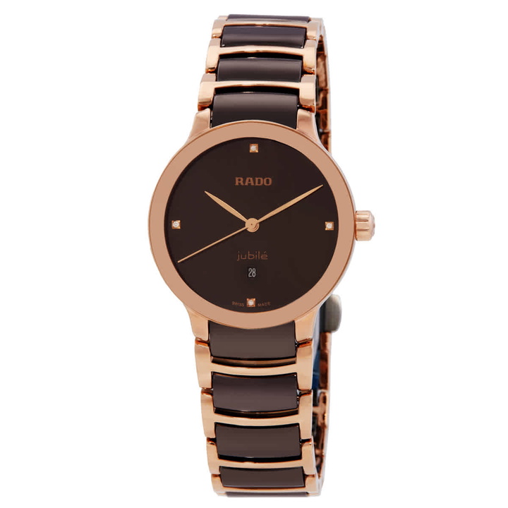 Photo: Rado Centrix Diamonds Quartz Brown Dial Ladies Watch R30024712