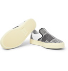 AMIRI - Leather-Trimmed Bandana-Print Canvas Slip-On Sneakers - Gray