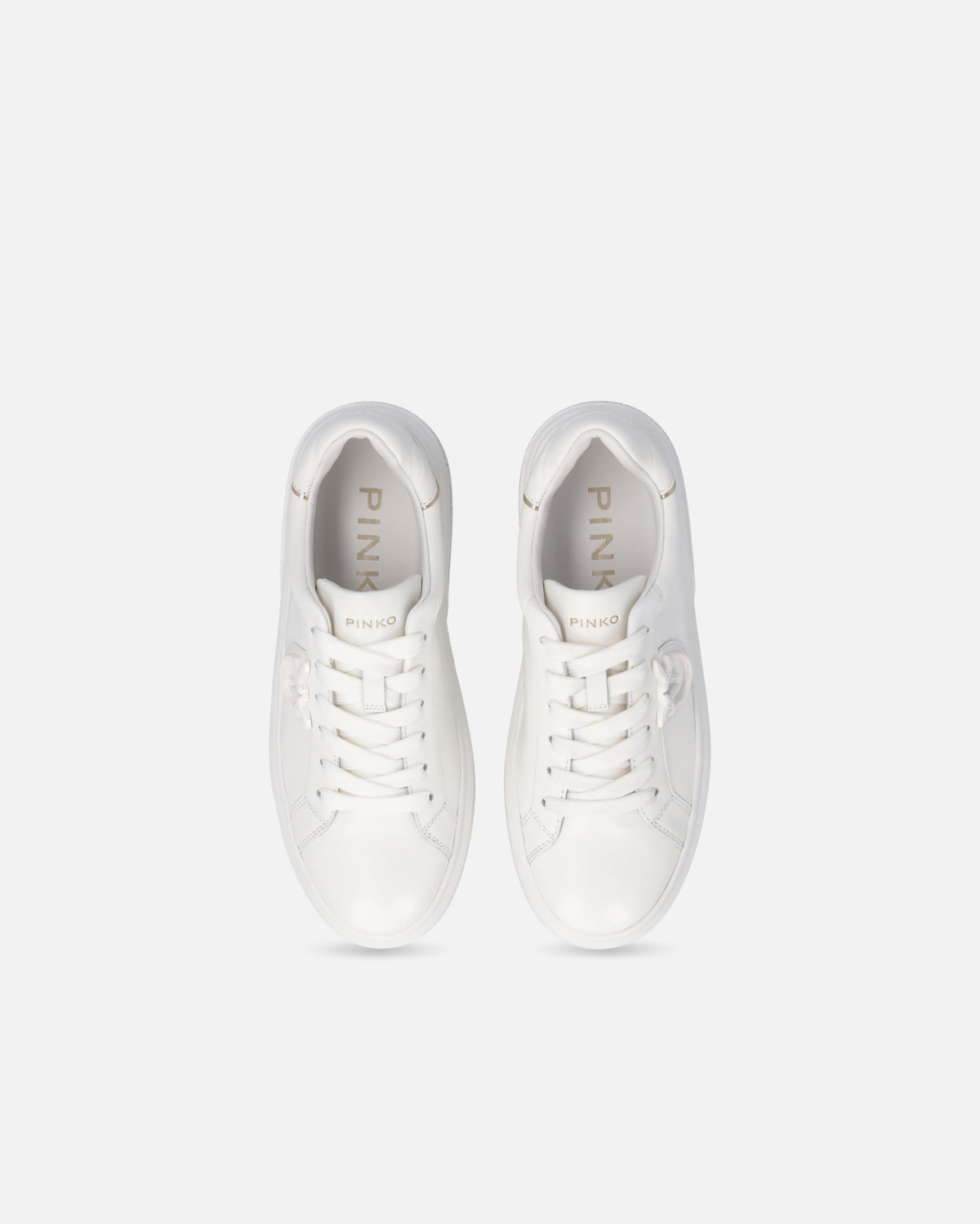 Pinko Leather Sneakers With Platform Sole Milk White