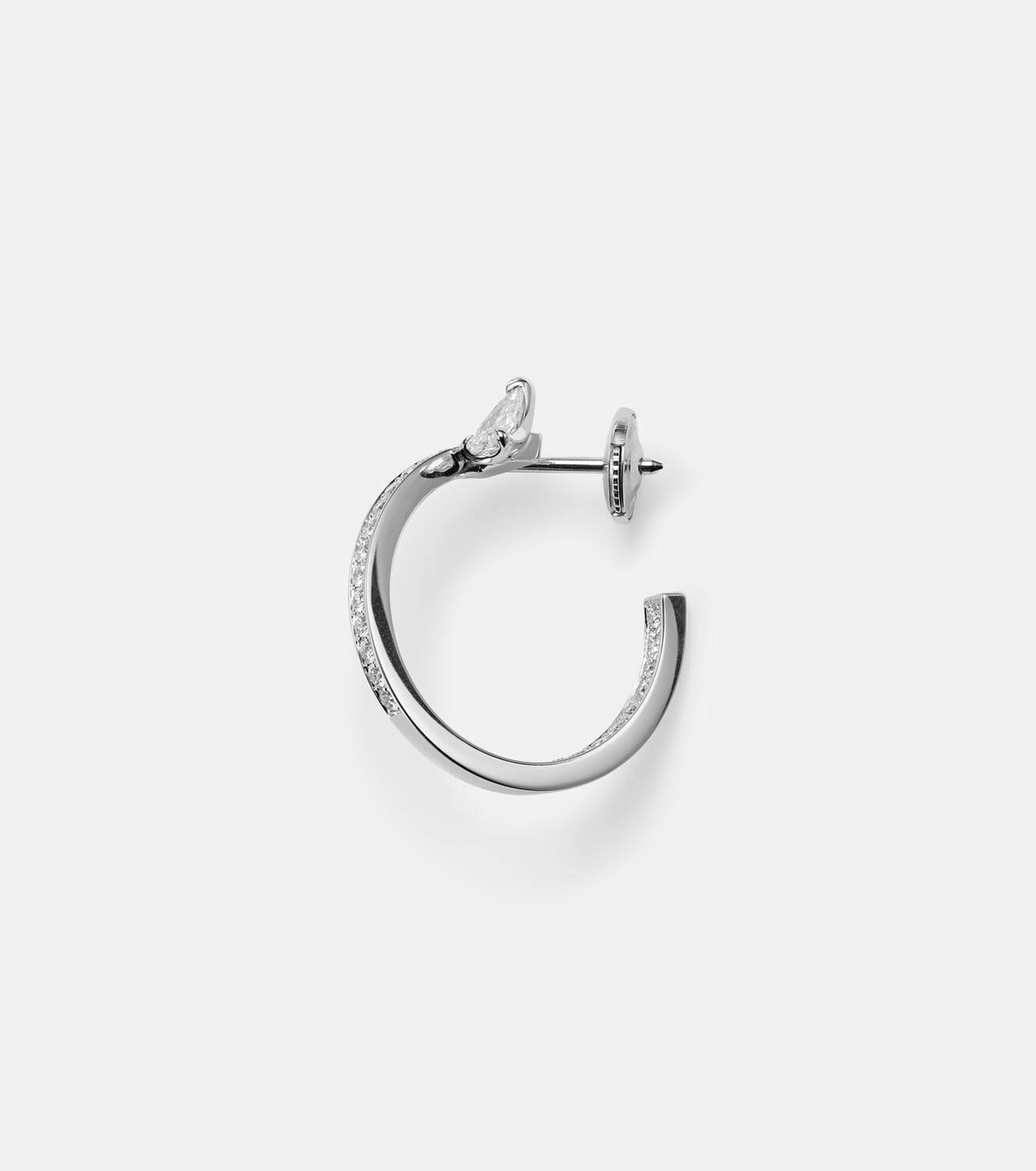 Repossi Serti Sur Vide 18kt white gold single hoop earring with diamonds