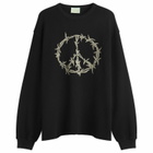 Aries Men's Peace Press Gothic Waffle Long Sleeve T-Shirt in Black