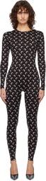 Marine Serre Black Recycled Jersey Moon Jumpsuit