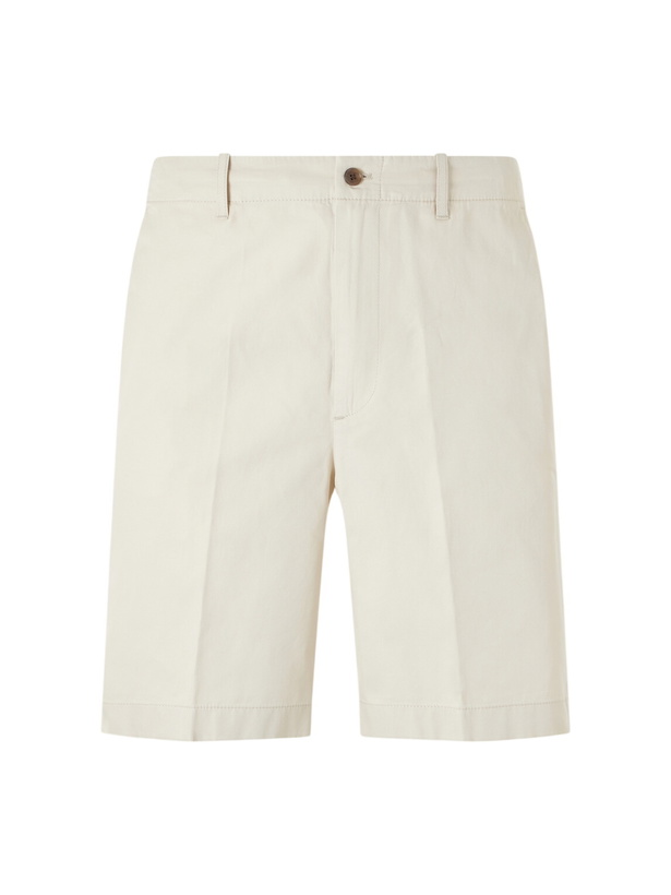 Photo: Dunhill - Straight-Leg Cotton-Gabardine Shorts - Neutrals