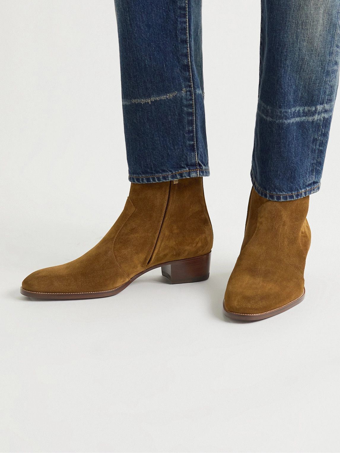 SAINT LAURENT - Suede Chelsea Boots Brown Saint Laurent