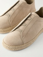 Zegna - Triple Stitch™ Leather-Trimmed Suede Slip-On Sneakers - Neutrals