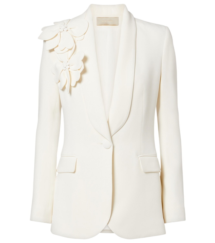Photo: Elie Saab Floral-appliqué cady blazer