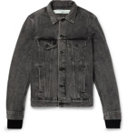 Off-White - Slim-Fit Panelled Denim and Printed Cotton-Jersey Jacket - Men - Black