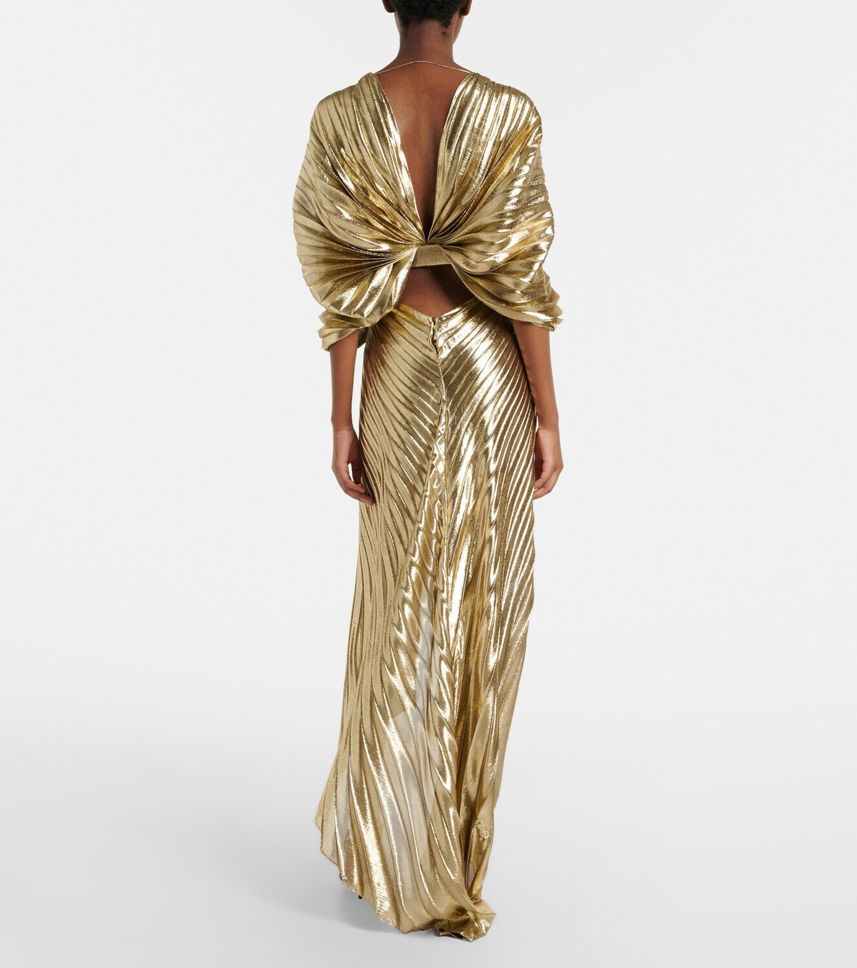 Roberto Cavalli Asymmetric silk-blend lamé gown